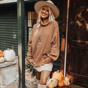 Impressions Boutique Toffee Kisses Knot Sweater in Mocha